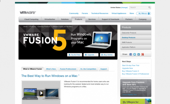 【新】新規購入で$99.99の VMware Fusion 5 Professional を半額の$49.99で購入する方法